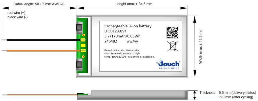 Lp Jsy S P Rechargeable Li Ion Battery Mah With Pcm Jauch